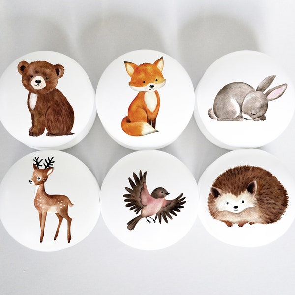 Drawer Knobs, Woodand Animals, Forest Animals, Woodland Knobs,Children's Room, Nursery Decor, Nursery, Woodland knobs, Kids Knobs, Handles.