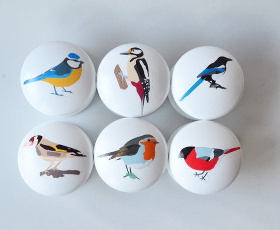 Bird Drawer Knobs English Birds Knobs Dresser Pulls Etsy