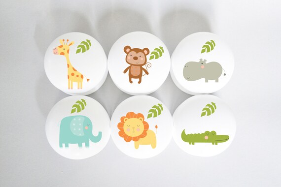 Jungle Animals Drawer Knobs Safari Animal Knobs Drawer Etsy