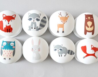 Woodland Animal Drawer Knobs, Drawer Pulls, Dresser Pulls, Children's Room, Nursery Decor, Nursery, Forest Animal knobs, knobs, Kids Knobs.
