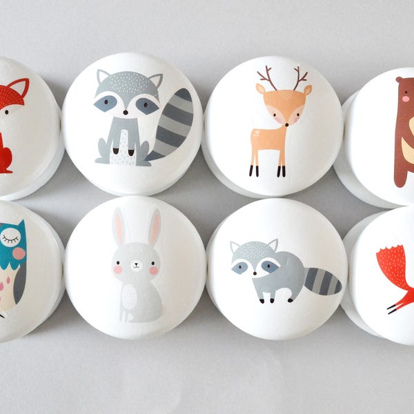 Woodland Animal  Drawer Knobs, Drawer Pulls, Dresser Pulls, Children's Room, Nursery Decor, Nursery, Forest Animal knobs, knobs, Kids Knobs.