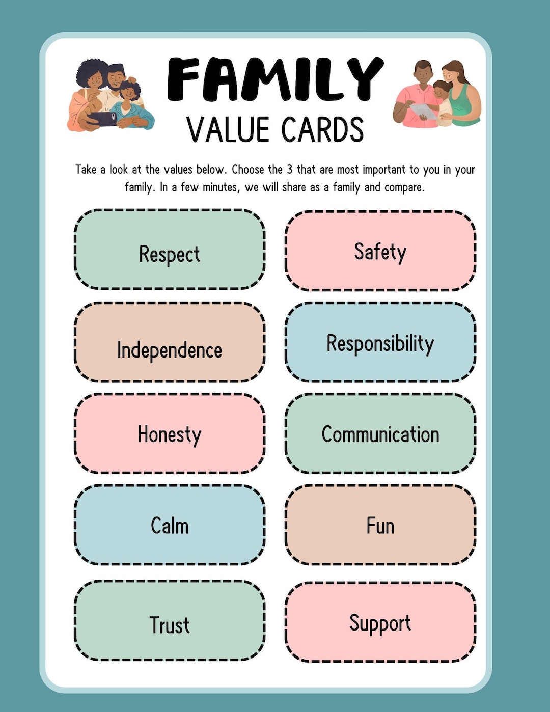 Exploring Family Values Family Values Cards | English + Spanish | Therapy + Counseling Tool ...