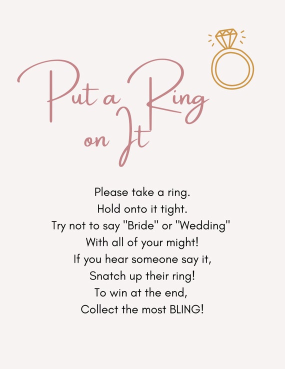 Buy Put A Ring on It Bridal Shower Game Printable Sign for a