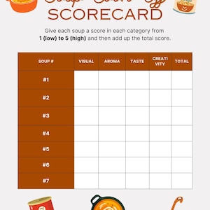 Printable &quot;Soupsgiving&quot; Soup Scorecard