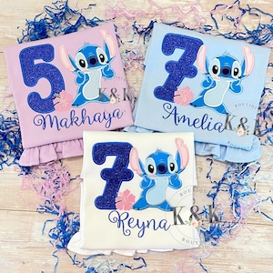 Cute Blue Alien Personalized Birthday Shirt l Embroidery Shirt | Custom Birthday | Birthday | Light Blue
