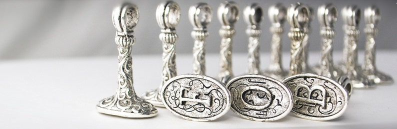 Letter P Fob Charms Sterling Silver Plated 4 pcs
