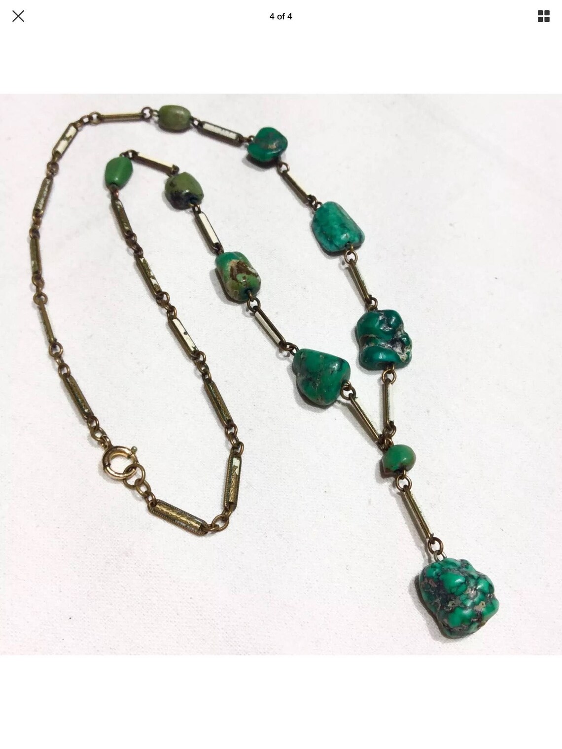 Old pawn vintage Navajo genuine TURQUOISE nugget 12k gold Etsy