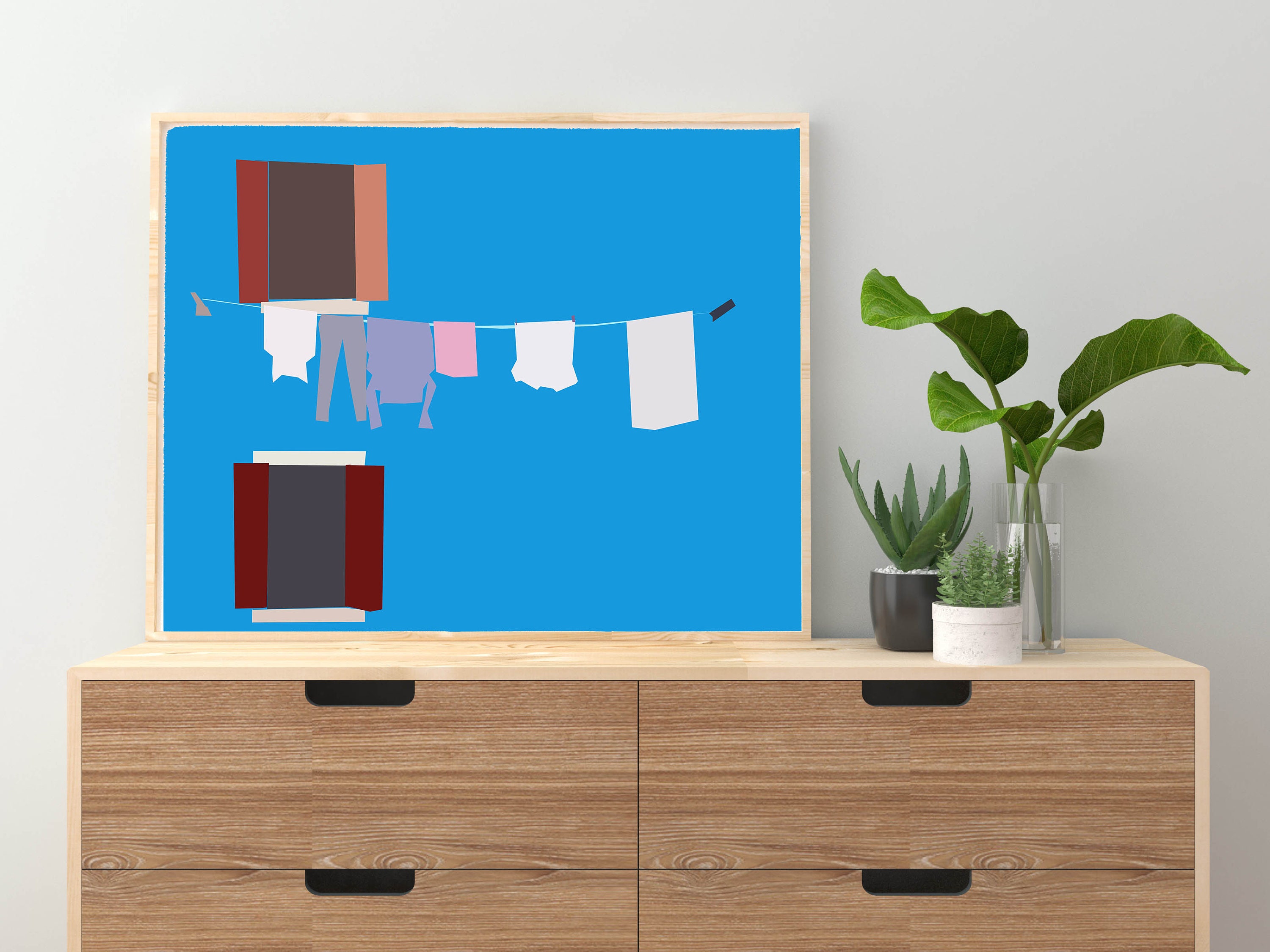 Laundry line contemporary art laundry room printable art Etsy