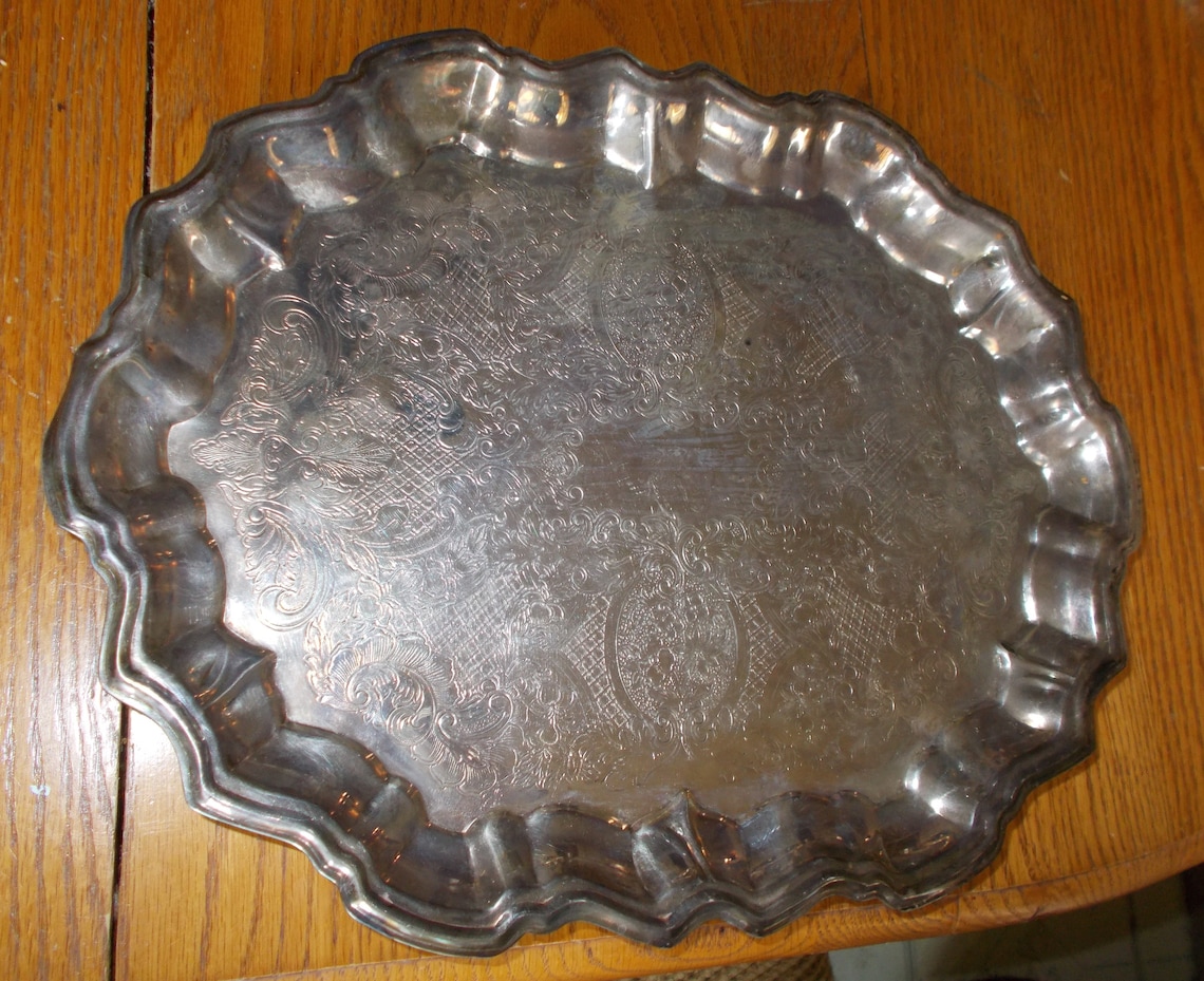 Vintage 1960s FB Rogers Silver Plated Footed Serving Tray With Etsy