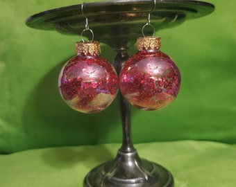 small Christmas ornament earrings