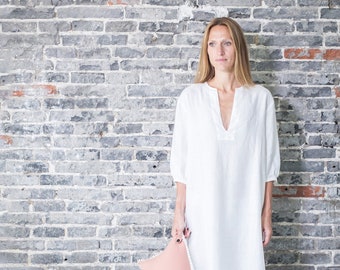 Linen Kaftan Dress: Soft Casual Boho Maxi Robe