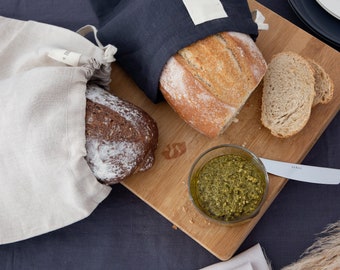 Linen Bread Bag: Reusable Food Storage with Drawstring