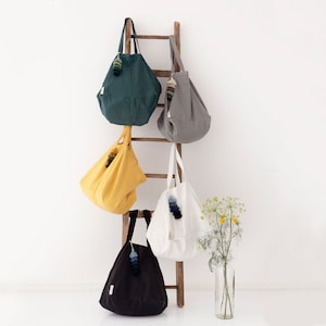 Bolsa de linho em várias cores, sacola de compras de linho, presente perfeito, bolsa de ombro de linho utilizável para mulheres