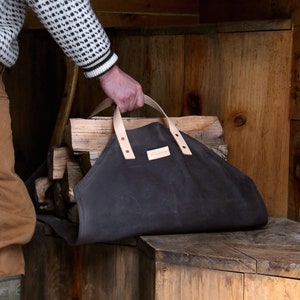 Wax Canvas Log Carrier | Charcoal