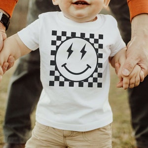 Retro Checkered Smile Bella Canvas Baby Short Sleeve T-Shirt