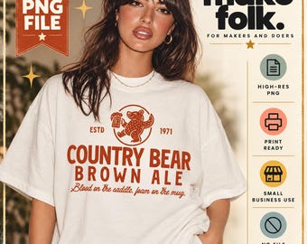 Country Bear Brown Ale PNG | Retro Theme Park Inspired Digital Download