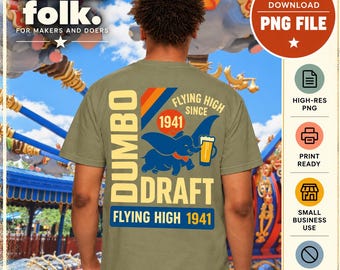 Dumbo Draft Beer Shirt Design | Flying Elephant Retro Graphic (Digital Download)
