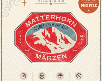 Matterhorn Märzen Beer Graphic | Vintage Alpine Brewery Design (Digital Download)