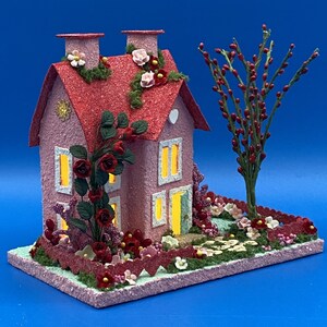 Tamaño ORIGINAL Rosa y Rojo Valentine Putz Glitter House Glitter House Village Putz House Valentine imagen 4