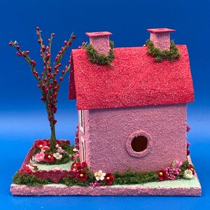 Tamaño ORIGINAL Rosa y Rojo Valentine Putz Glitter House Glitter House Village Putz House Valentine imagen 3