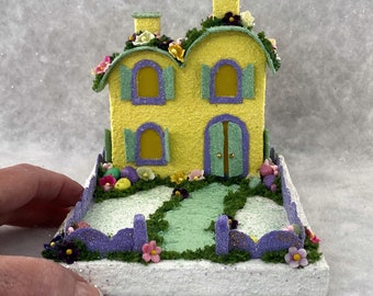 ORIGINAL Easter Putz House - Putz Glitter House - Handmade Putz - Handcrafted Putz - Spring Putz - Easter