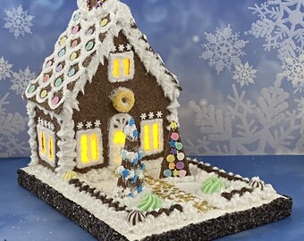 ORIGINAL size Gingerbread Putz House - Glitter House - Christmas Village - Putz Glitter House - Handmade Putz - Handcrafted