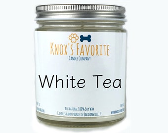 White Tea scented soy 9 oz candle, dog lover gift for her, gift for him, new dog owner