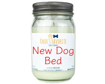 New Dog Bed scented soy 16 oz mason jar candle, dog lover gift for her, gift for dog owner, gift for him