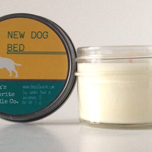 New Dog Bed scented soy 4 oz mason jar candle, dog lover gift for her, gift for dog owner, gift for him image 3