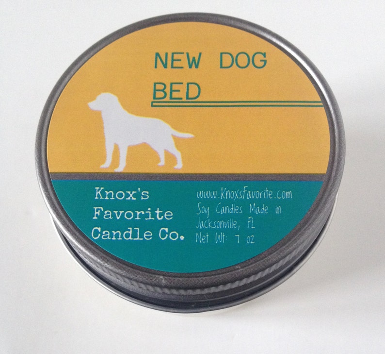 New Dog Bed scented soy 4 oz mason jar candle, dog lover gift for her, gift for dog owner, gift for him image 2