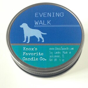 Evening Walk scented soy 4 oz mason jar candle, dog lover gift for her, gift for him, dog owner image 2