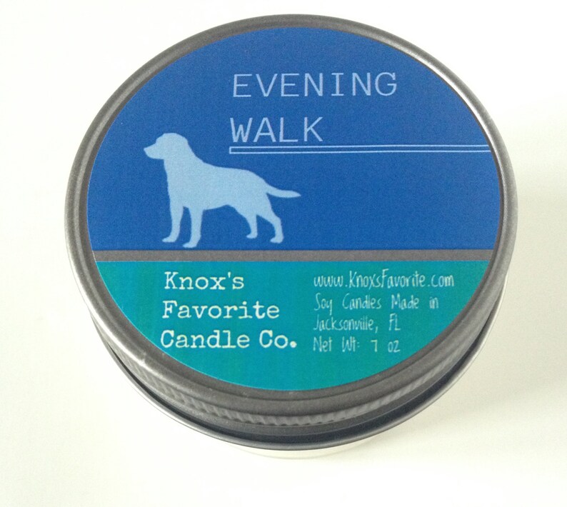 Evening Walk scented soy 4 oz mason jar candle, dog lover gift for her, gift for him, dog owner image 2