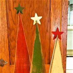 Primitive Christmas/Winter Trees, set of 3 - Four Color Choices, Primitive Christmas Decor, Farmhouse Christmas Decor