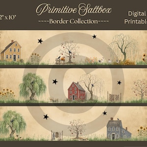 Primitiva Saltbox-huskanter, omedelbar digital nedladdning, rustika utskrivbara material