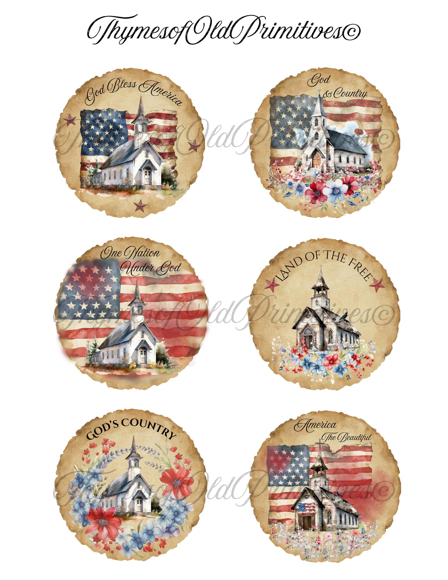 Americana Church Tag/labels, 3