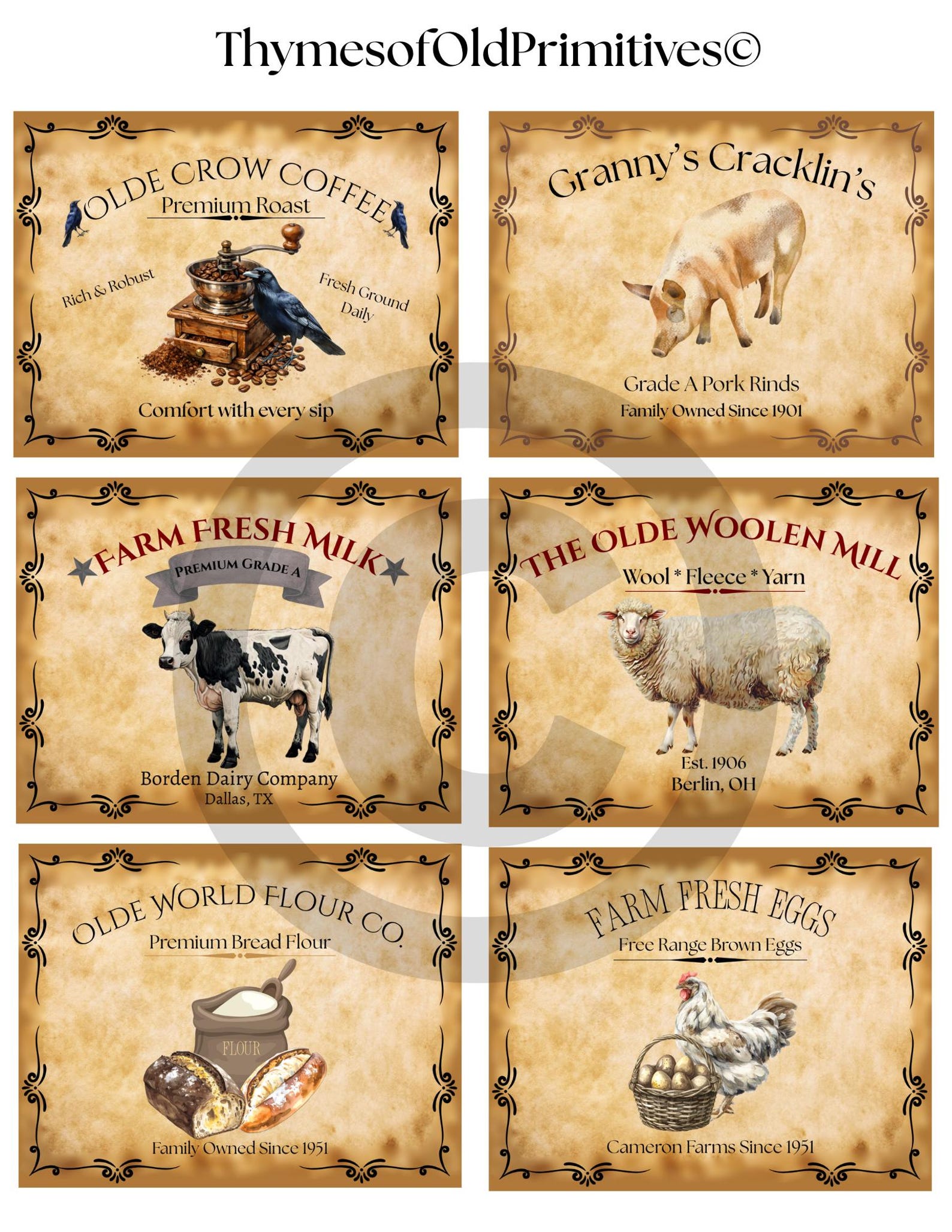 Rustic Product Tags Primitive Hang Tags/labels, Instant Digital Download, Rustic Printables ...