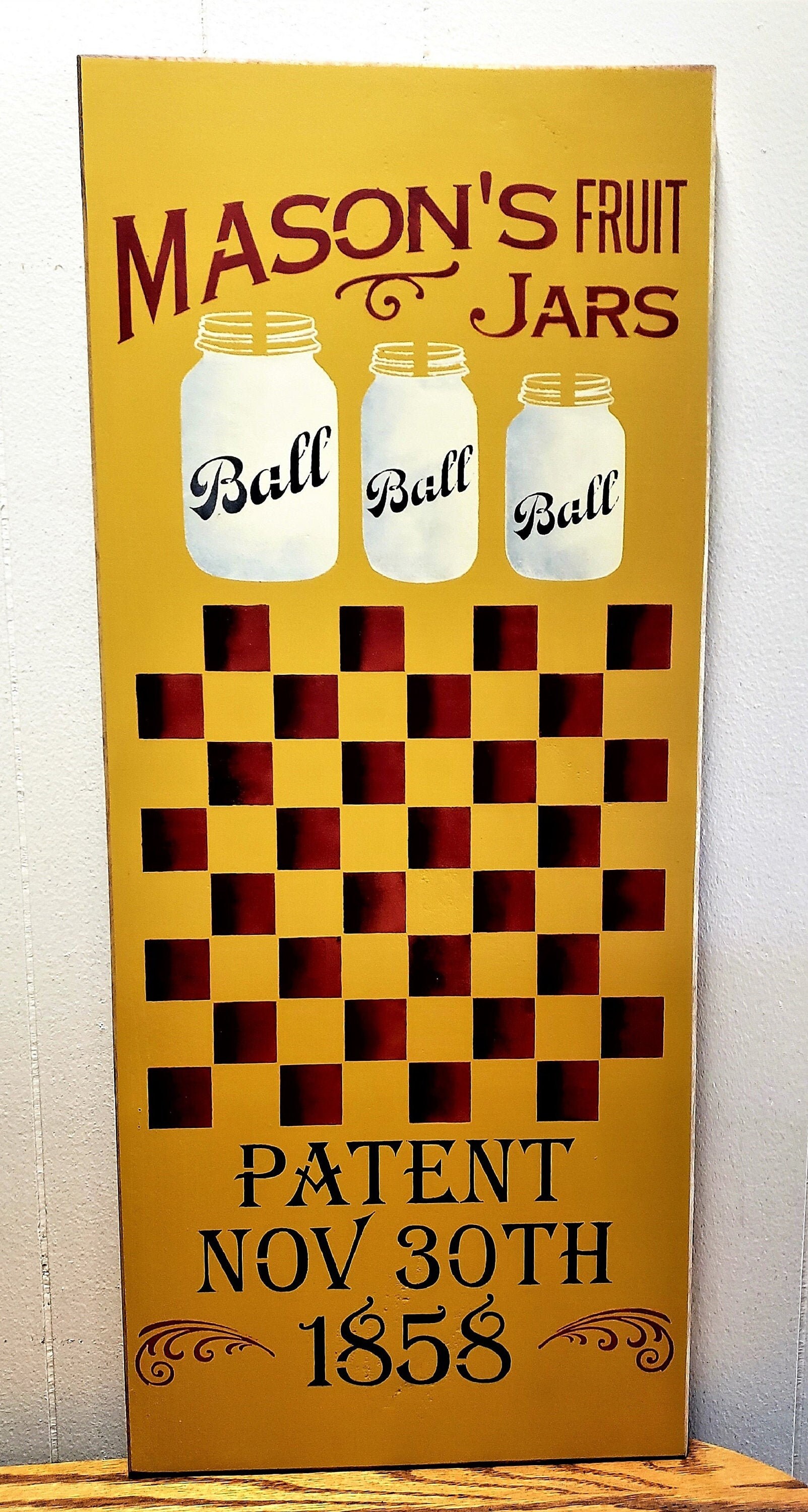 Ball Mason Jar Checker Board Home Decor Farmhouse Decor Etsy