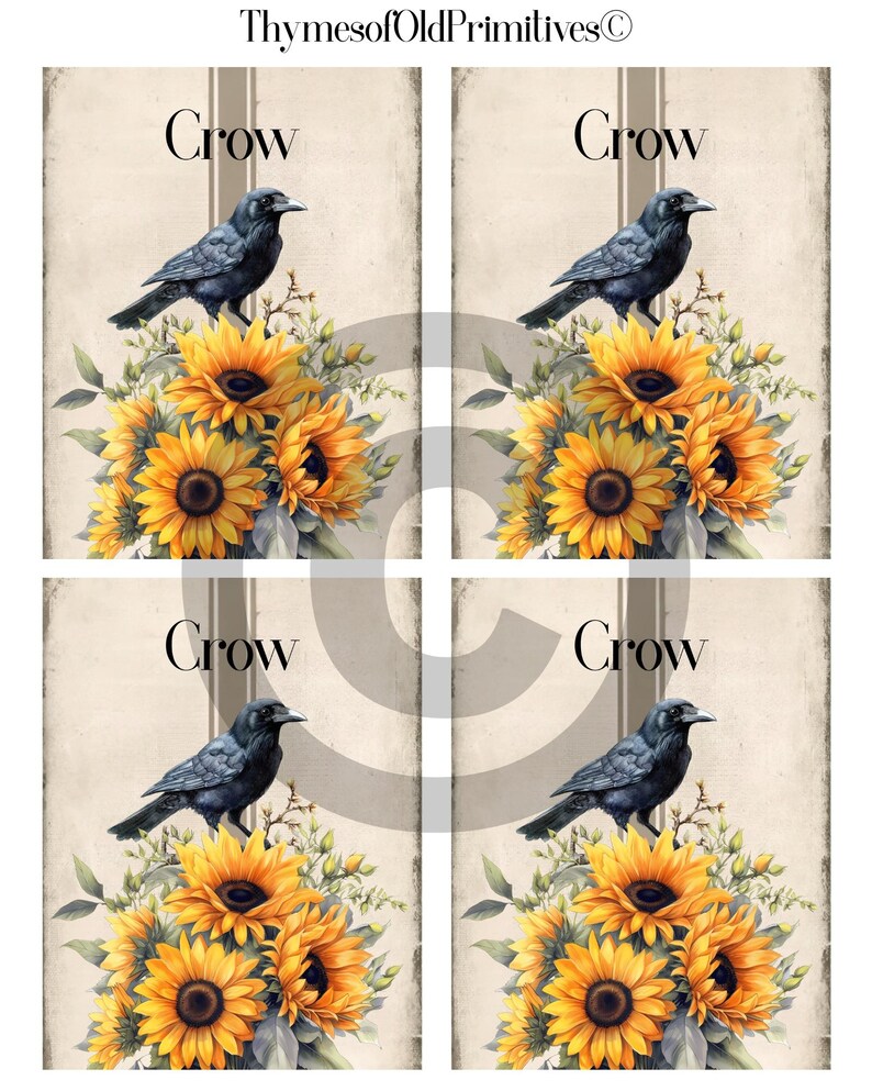 Primitive Rabbit & Crow Tag/labels, 3.5