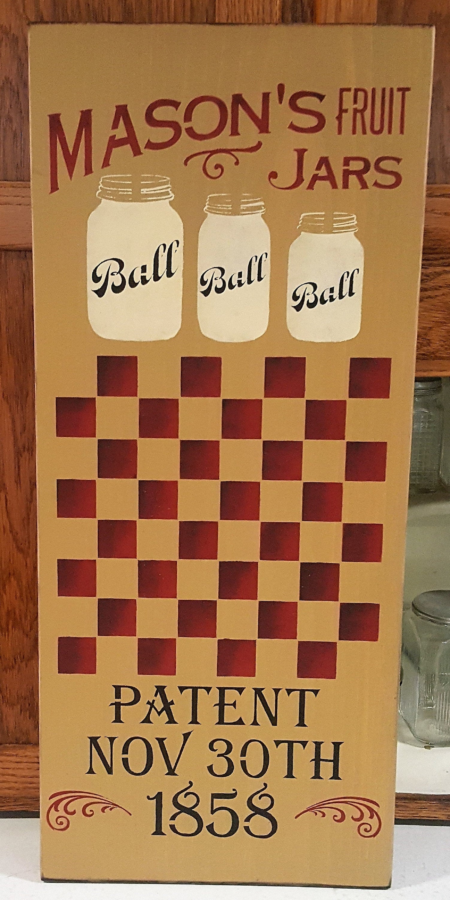 Primitive Large Ball Mason Jar Checker Board Etsy