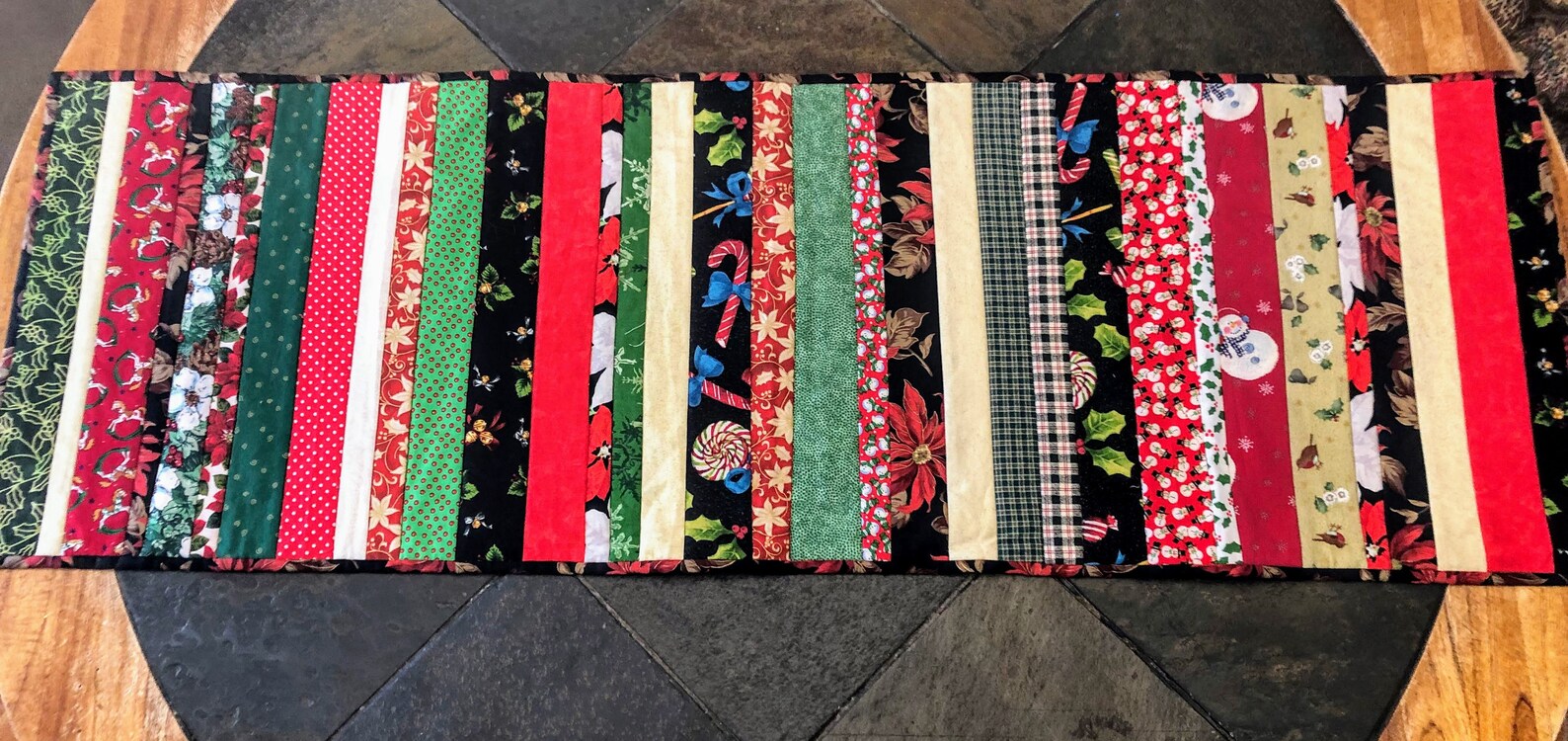 Quilted Holiday Table Runner Jelly Roll Stripes Rectangular Etsy