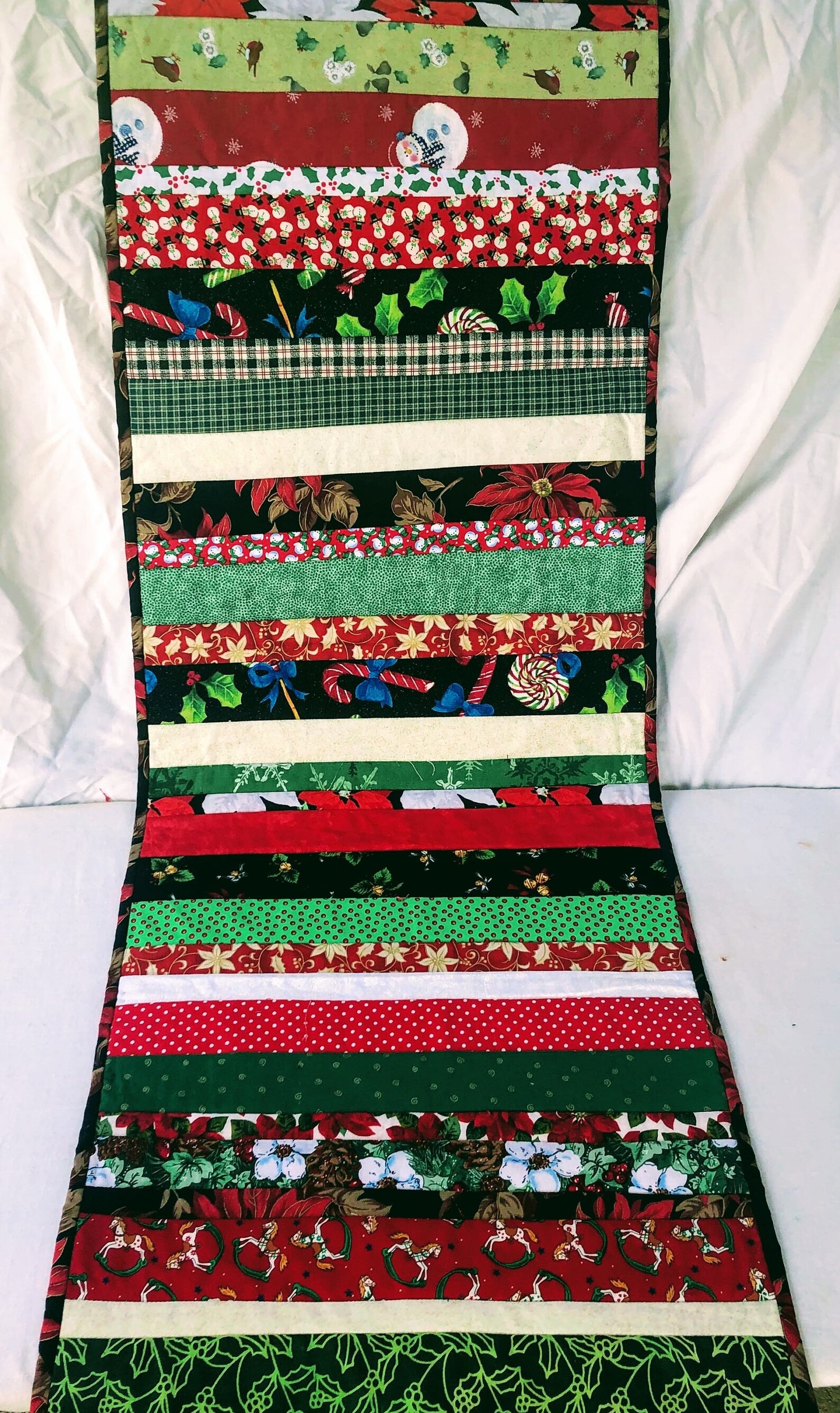 Quilted Holiday Table Runner Jelly Roll Stripes Rectangular Etsy