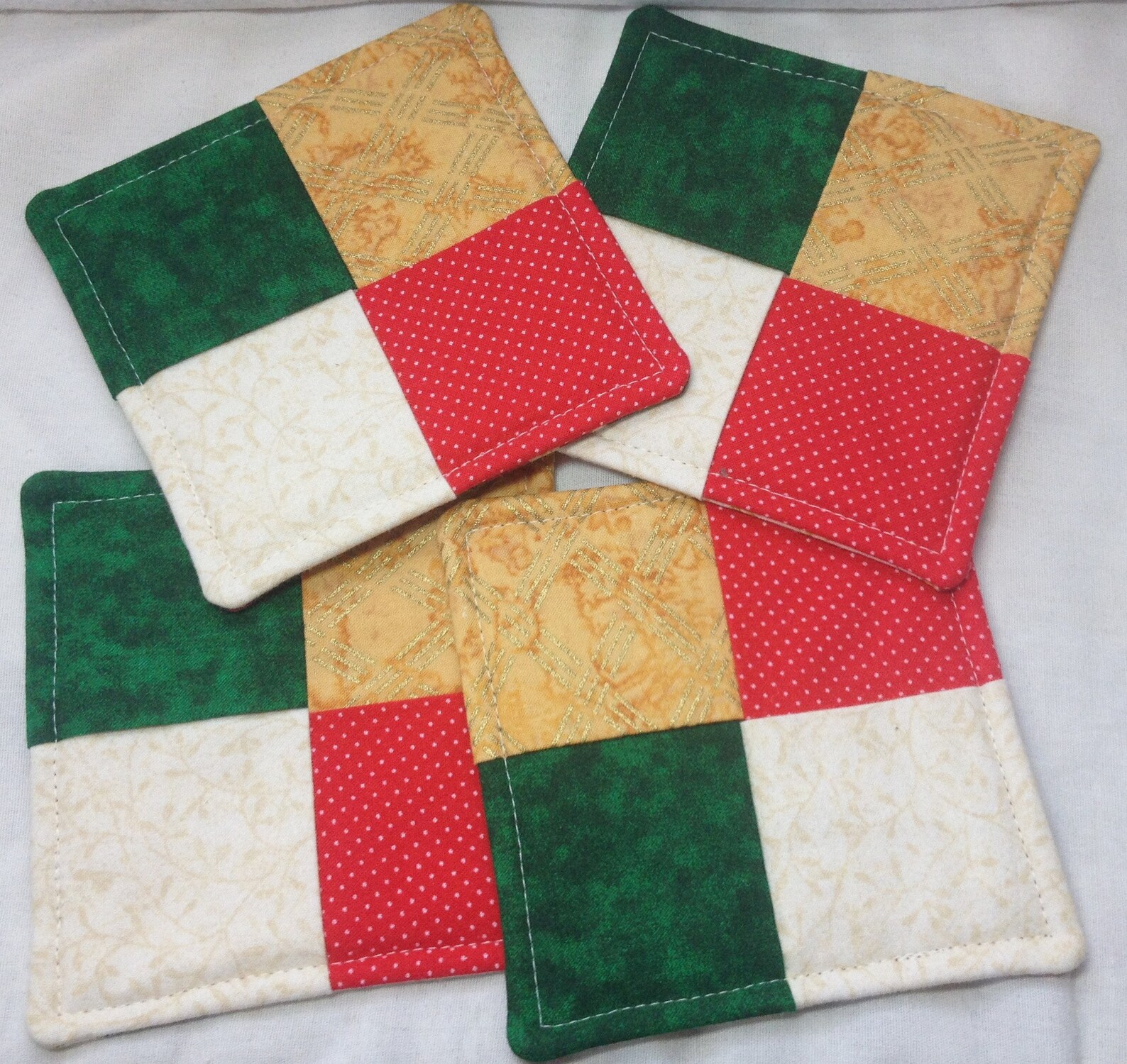 Holiday Folded Fabric Drink Coasters Mug Rugs Wine Coasters Etsy