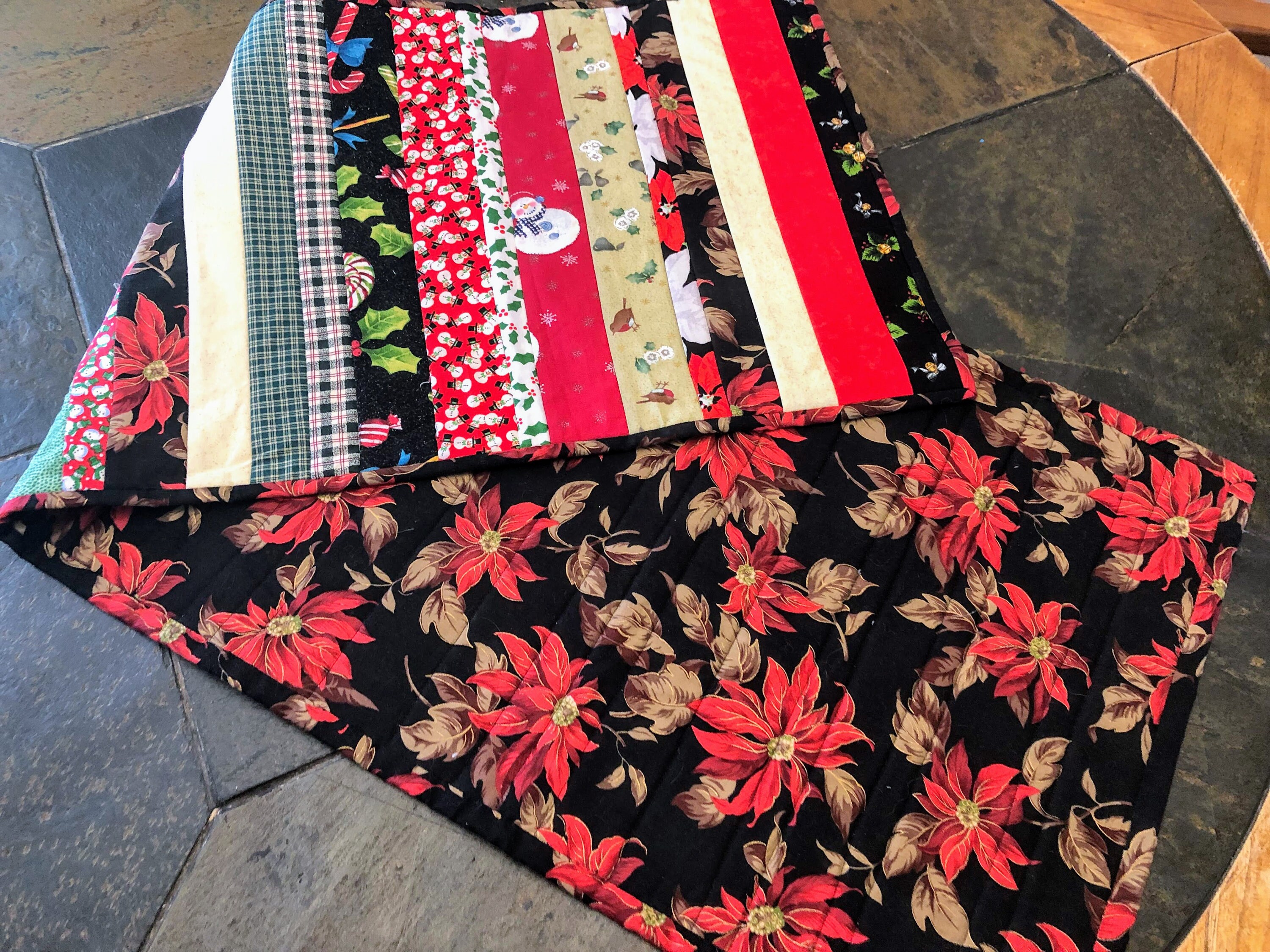 Quilted Holiday Table Runner Jelly Roll Stripes Rectangular Etsy