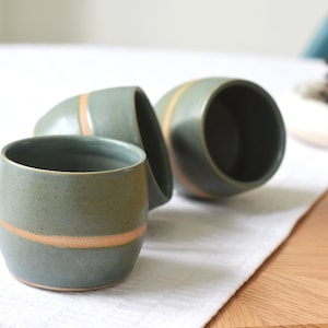Ceramic beaker/tumbler/cup for coffee, tea, juice and wine glazed in green - handmade stoneware pottery