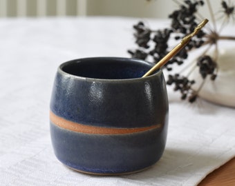 Blue ceramic beaker/tumbler/cup for coffee, tea, juice and wine - handmade stoneware pottery
