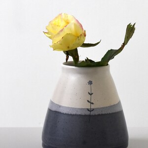 Ceramic teardrop vase with flower illustration, handmade blue and white stoneware pottery ideal for flower lovers, Christmas gift guide image 6
