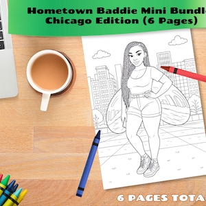 Chicago Coloring Pages- City Baddie Energy Mini Bundle (Digital PDF, 6 Printable Sheets)