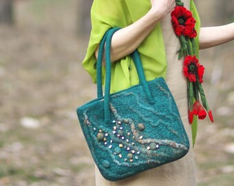 Felt Bag for Women Everyday Green Bag Gift Idea for her