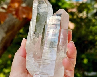Twin Lemurian Seed Quartz Crystal Diamantina Brazil Ancient Civilization RARE Lemurian Quartz Isis Crystal Face Self Healed Lemurian Cluster