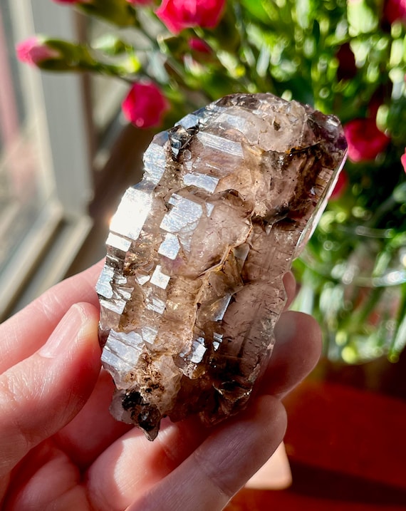 VERY RARE Smoky Amethyst Elestial Scepter Crystal with Lepidocrocite from Zimbabwe | Smoky Amethyst Phantom | Smoky Amethyst Elestial | P27B